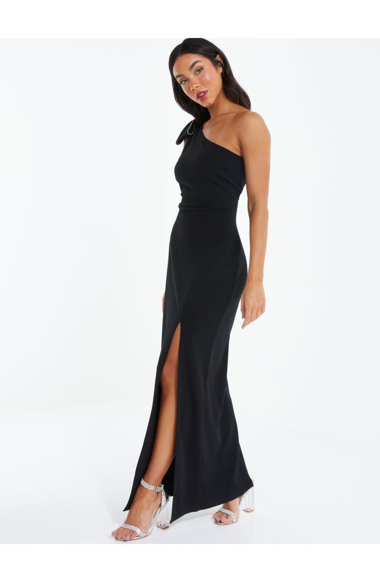 QUIZ One-Shoulder Bow Detail Maxi Dress, Alternate, color, 