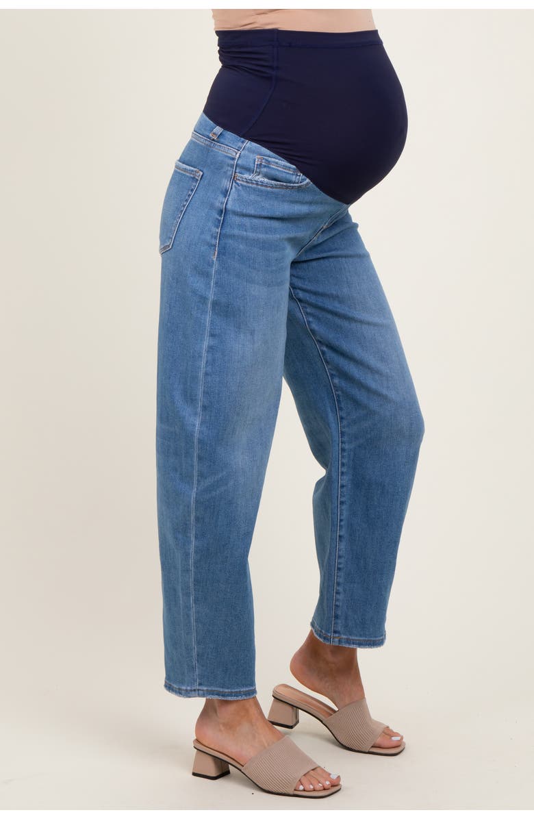 PinkBlush Classic Wash Barrel Leg Maternity Jeans, Alternate, color, Blue