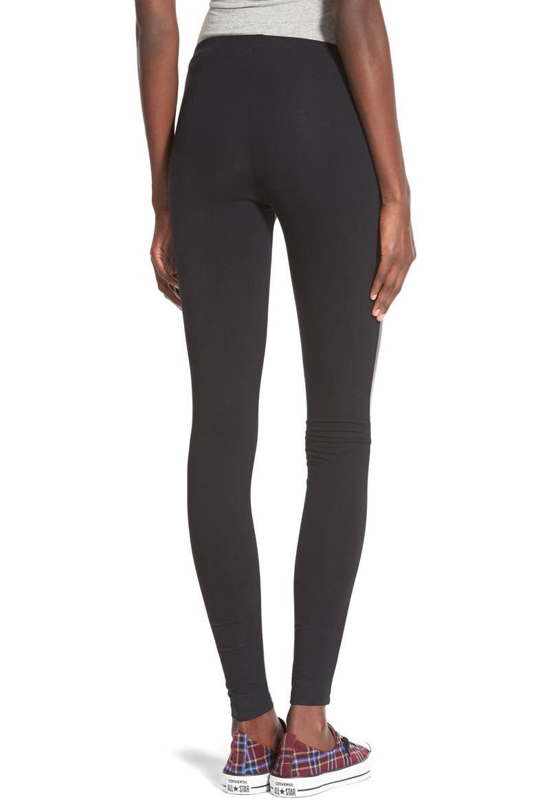 Two-Tone Faux Leather Leggings, Alternate, color, BLACK