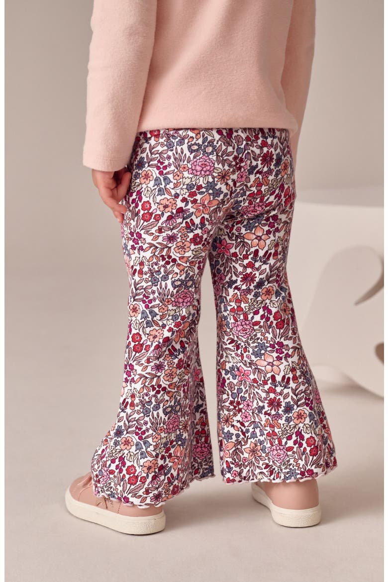 Kids' Floral Rib Flare Leggings, Alternate, color, NEUTRAL