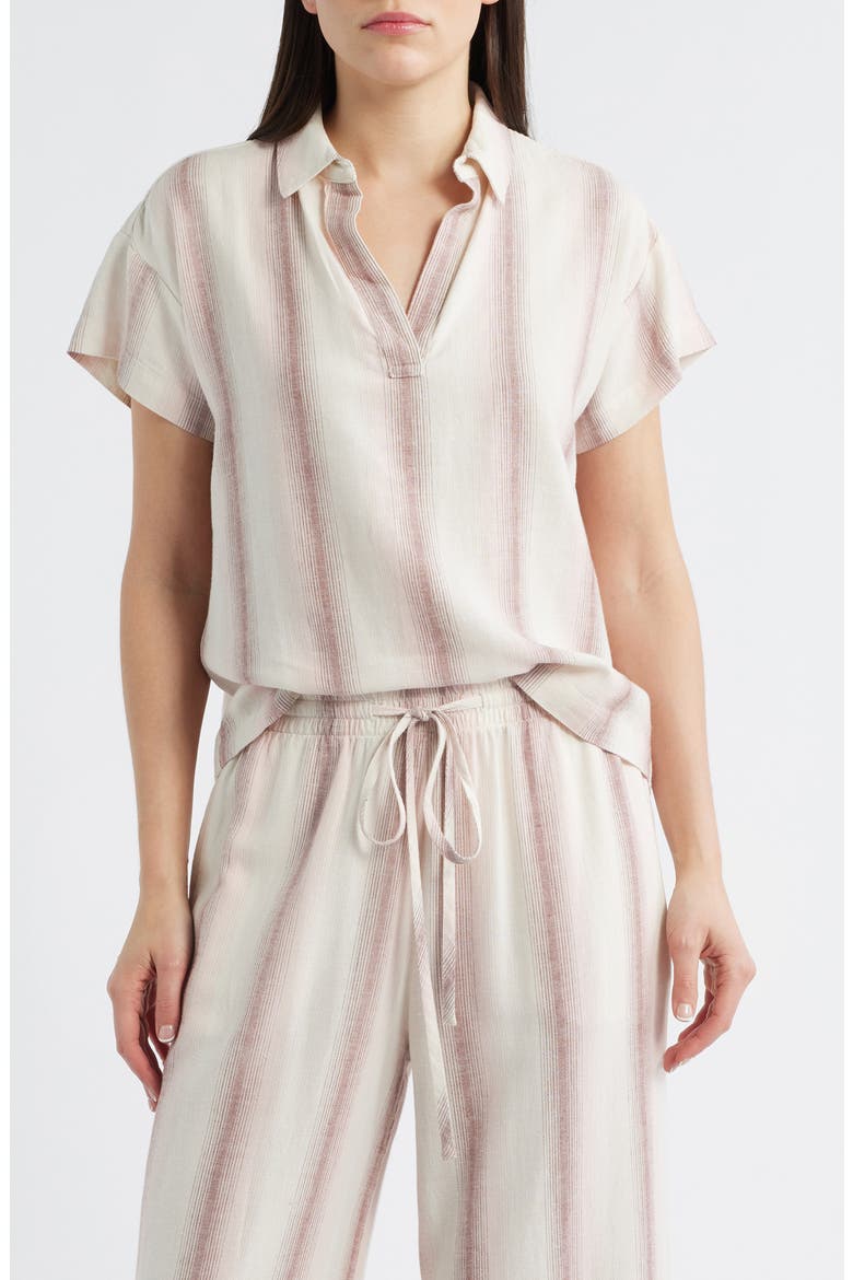 Stripe Short Sleeve Popover Top, Main, color, PRIMROSE OMBRE STRIPE