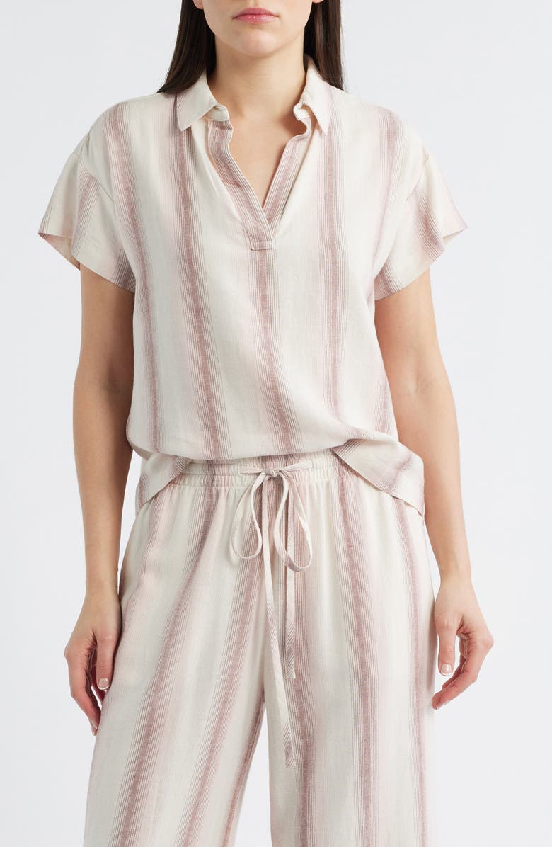 Cloth & Stone Stripe Short Sleeve Popover Top, Main, color, Primrose Ombre Stripe
