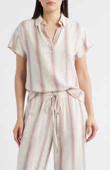Cloth & Stone Stripe Short Sleeve Popover Top