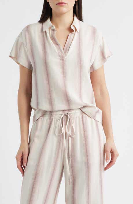 Cloth & Stone Stripe Short Sleeve Popover Top