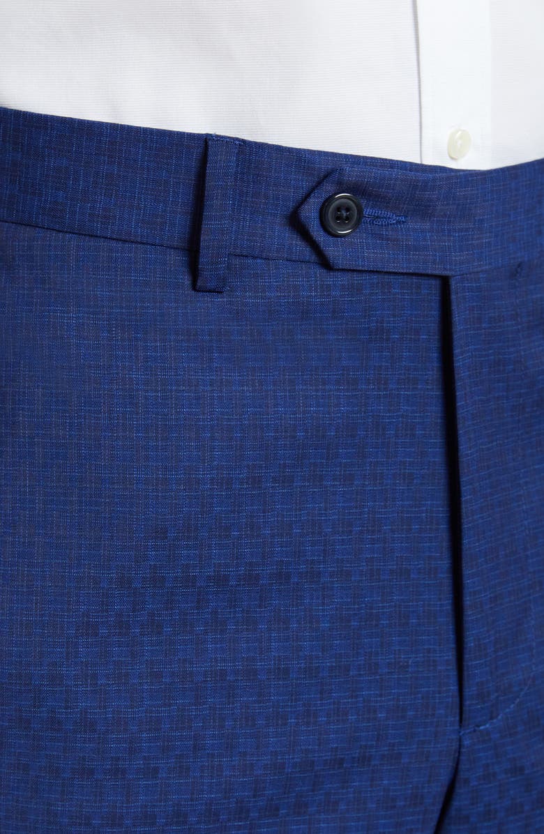 Santorelli Flat Front Stretch Wool Dress Pants, Alternate, color, Navy