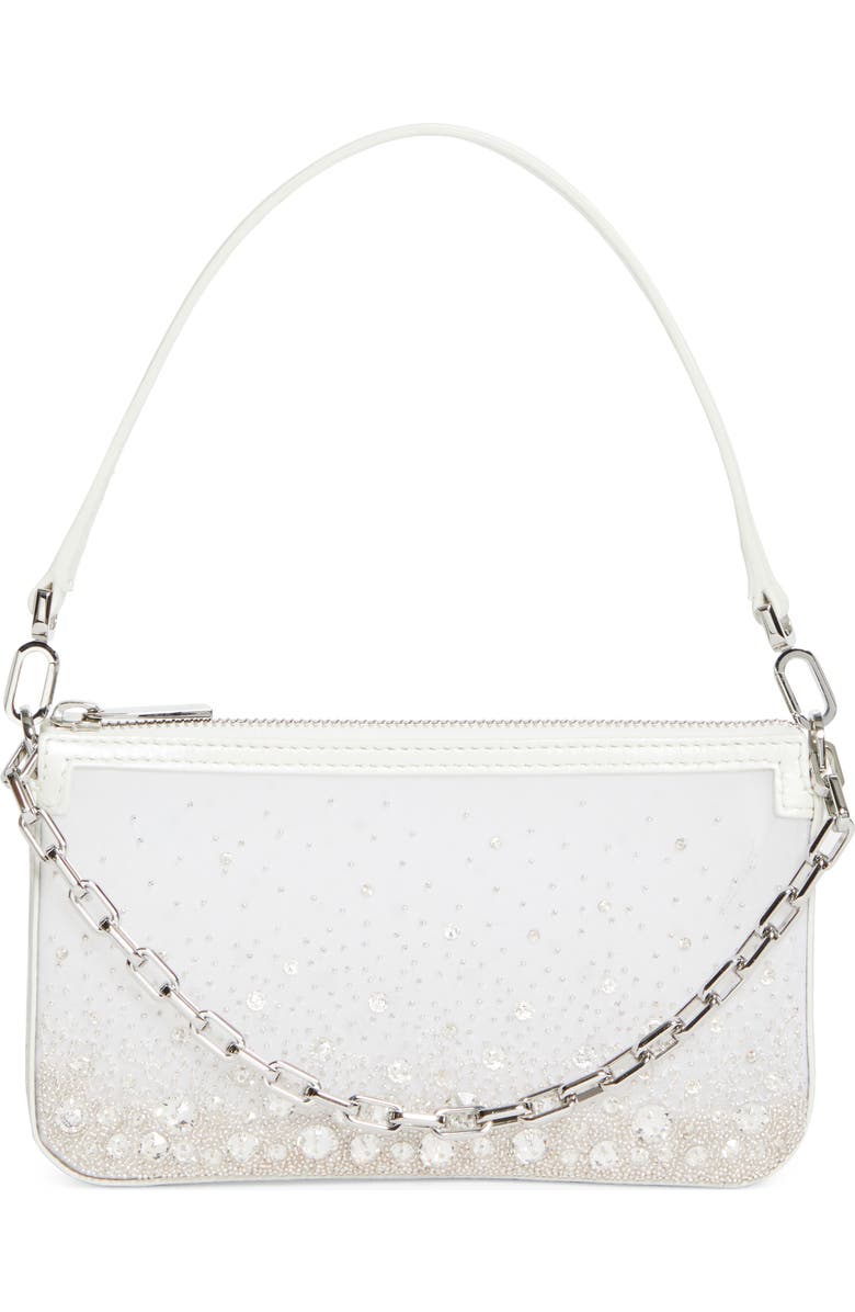 Christian Louboutin Mini Loubila Crystal Embellished Shoulder Bag, Main, color, Bianco/ Crystal