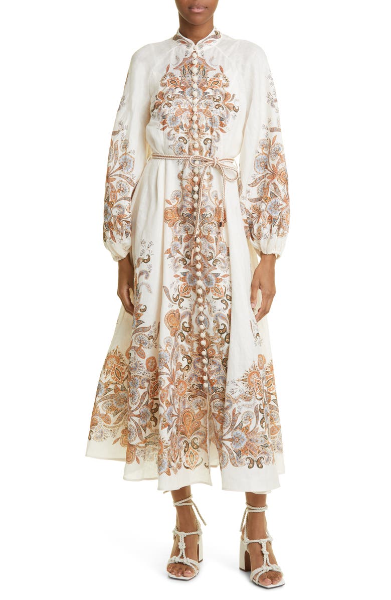 Zimmermann Devi Billow Long Sleeve Linen Dress, Main, color,
