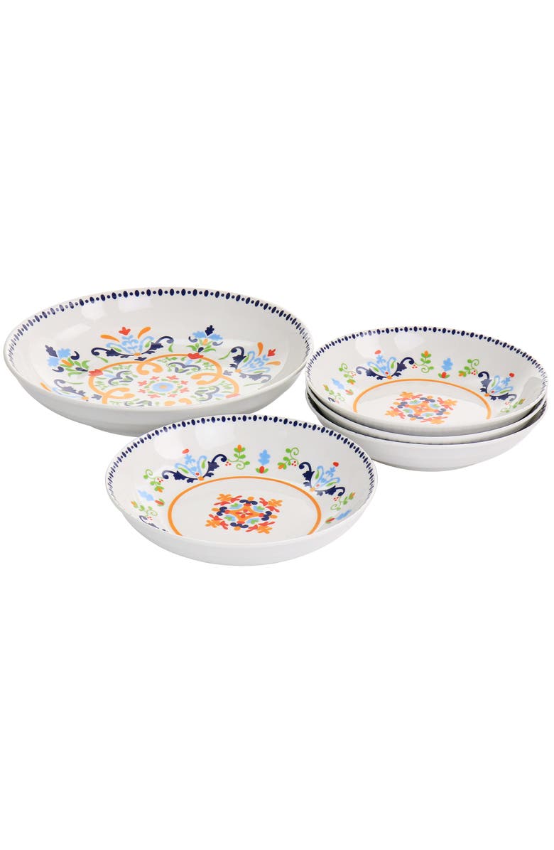 Gibson Home Tijuana 5 Piece Fine Cermic Pasta Bowl Set, Main, color, White