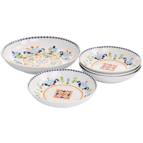 Tijuana 5 Piece Fine Cermic Pasta Bowl Set