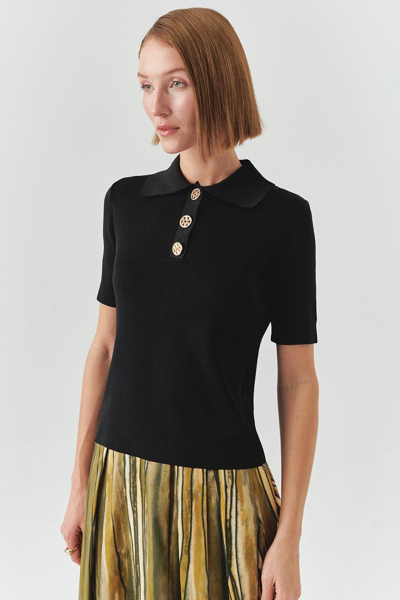 Jaylah Short Sleeve Blouse, Alternate, color, BLACK