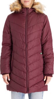 Modern Eternity Faux Fur Trim Convertible Puffer 3-in-1 Maternity Jacket