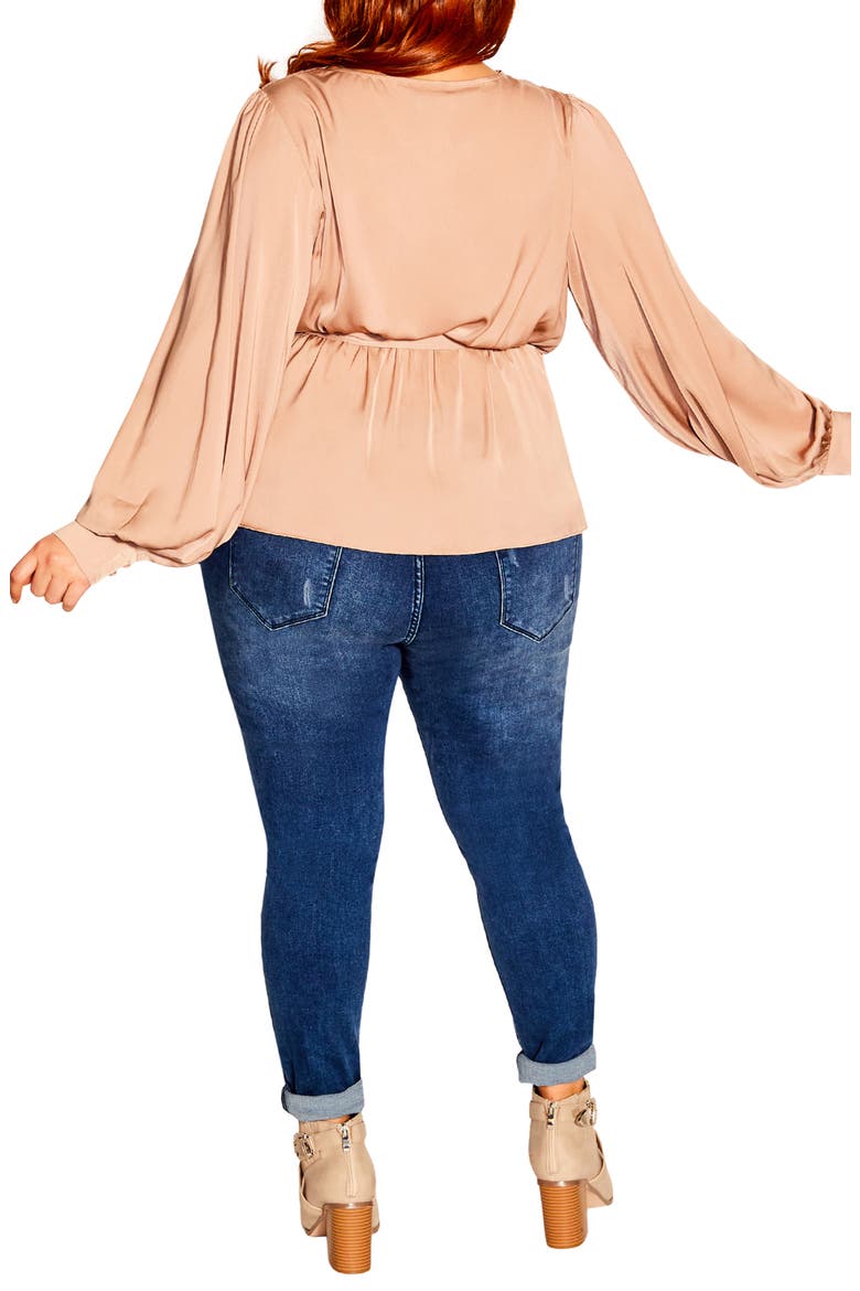 Opulent Faux Wrap Top, Alternate, color, TAUPE
