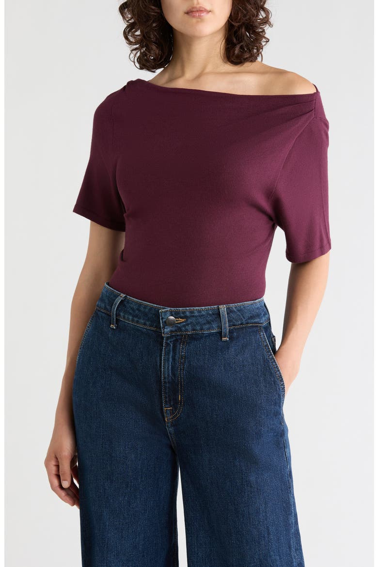 Off the Shoulder Draped Sweater, Main, color, FIG