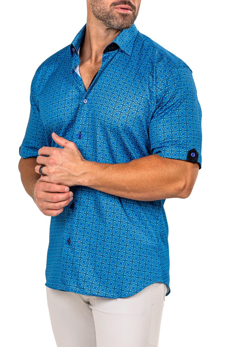 Maceoo Galileo Marthy Short Sleeve Button-Up Shirt, Alternate, color, 