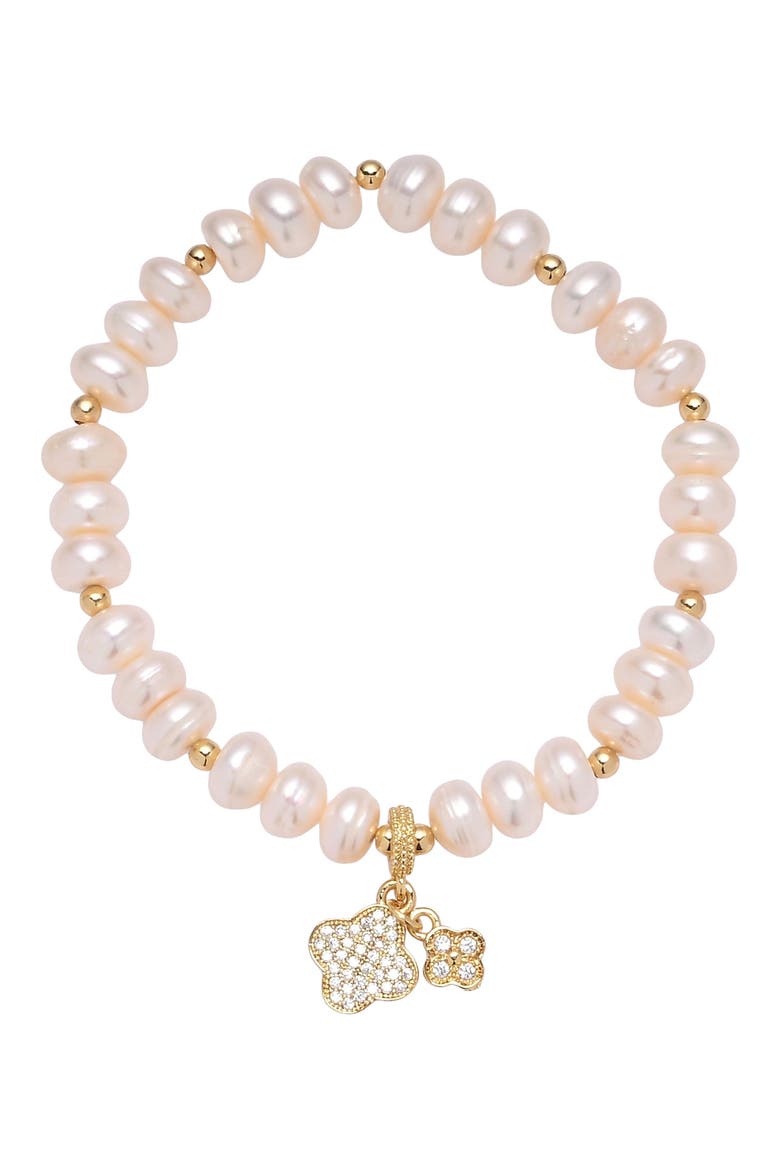 Rosalie Freshwater Pearl Stretch Bracelet, Alternate, color, GOLD