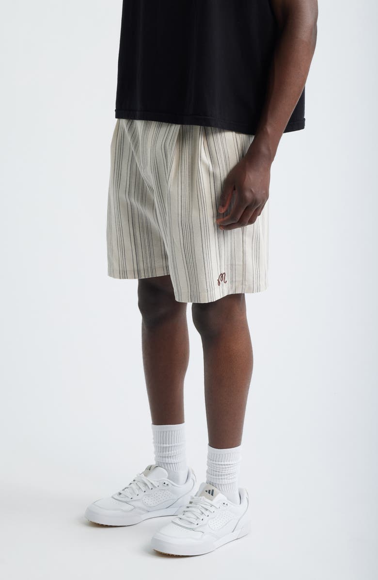 MALBON Arena Stripe Shorts, Alternate, color, Cream Stripe