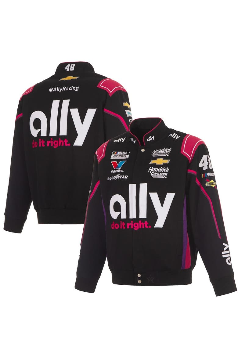 Men's JH Design  Black Alex Bowman Ally Full-Snap Twill Uniform Jacket, Alternate, color, Black