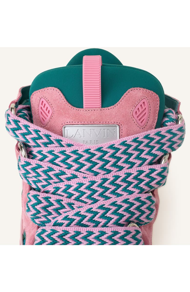 Lanvin CURB LEATHER SNEAKERS, Alternate, color, Green/Pink