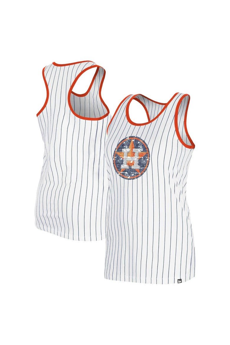 Women's New Era White Houston Astros Gameday Pinstripe Tank Top, Alternate, color, White