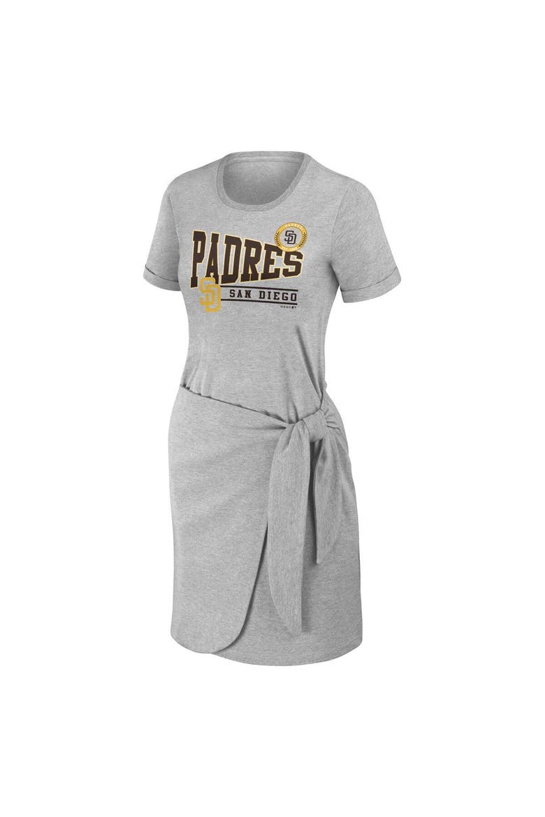 Women's WEAR by Erin Andrews Heather Gray San Diego Padres  Knotted T-Shirt Dress, Alternate, color, Heather Gray