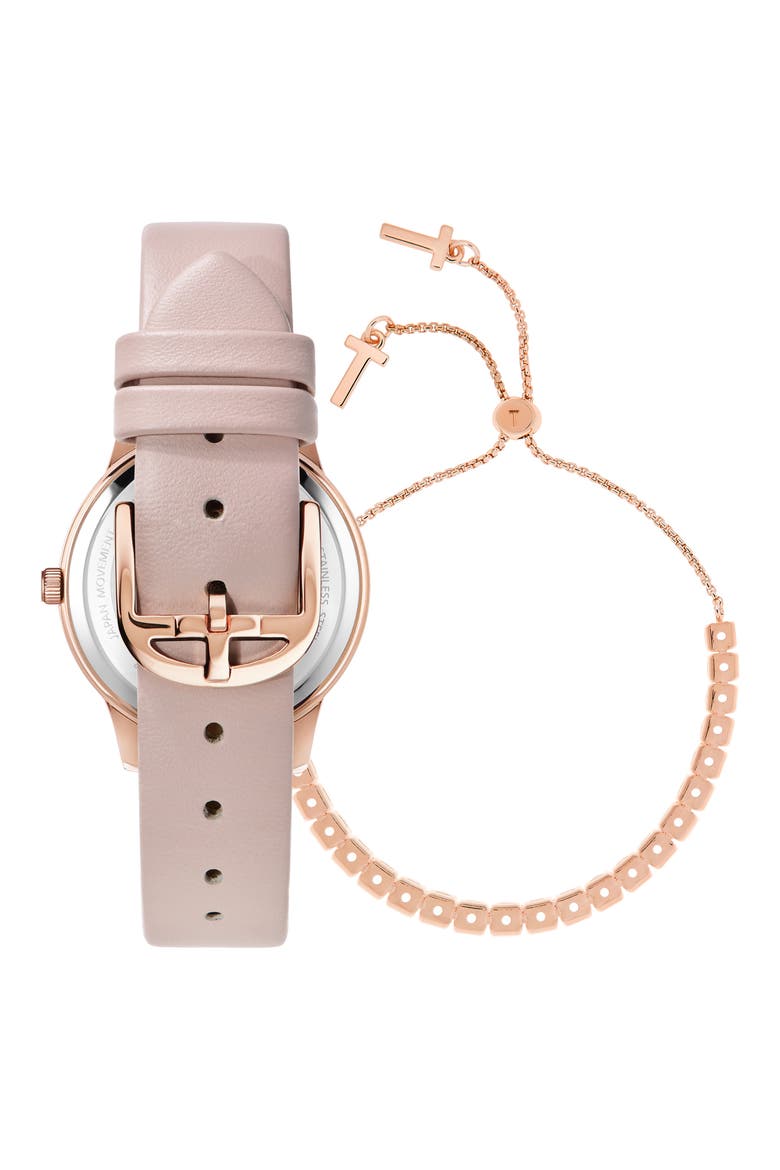 Fitzrovia Leather Strap Watch & Bracelet Set, 34mm, Alternate, color, ROSE GOLD/ PINK/ PINK