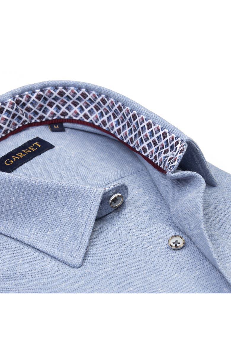 STUDIO GARNET LOS ANGELES Mélange Knit Button-Down Shirt, Alternate, color, Lake