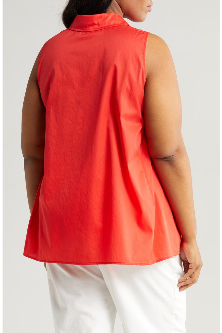 Ziva Sleeveless Button-Up Shirt, Alternate, color, POPPY RED