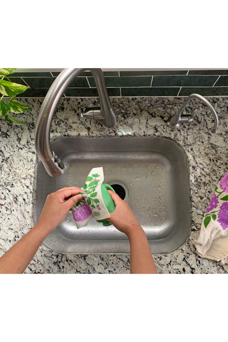 Mint Dish Towel + Sponge Cloth Gift Set, Alternate, color, Green