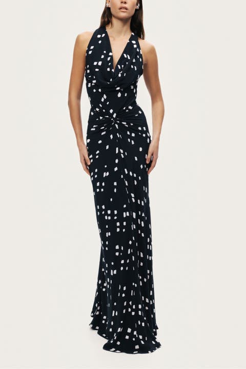 Halter Neck Printed  Maxi Dress