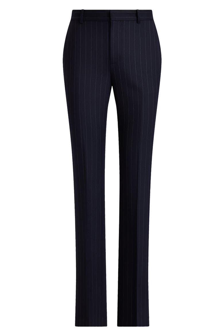 Pinstripe Wool Twill Straight Leg Pants, Alternate, color, NAVY BLUE/ WHITE