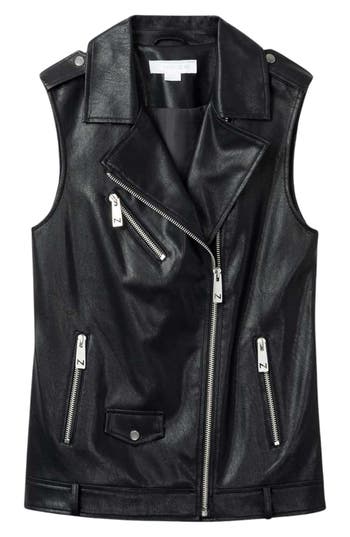 Noize Faux Leather Vest In Black