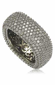 SUZY LEVIAN Blackened Sterling Silver Square White CZ Eternity Band Ring