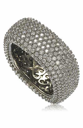 Blackened Sterling Silver Square White CZ Eternity Band Ring