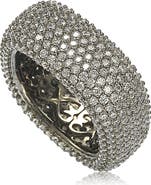 SUZY LEVIAN Blackened Sterling Silver Square White CZ Eternity Band Ring