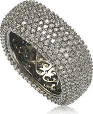 SUZY LEVIAN Blackened Sterling Silver Square White CZ Eternity Band Ring