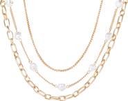 BCBG Generation Layered Pearl Drop Chain Necklace