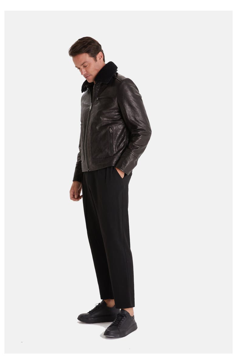 Furniq UK Barnaby Leather Jacket, Alternate, color, Black