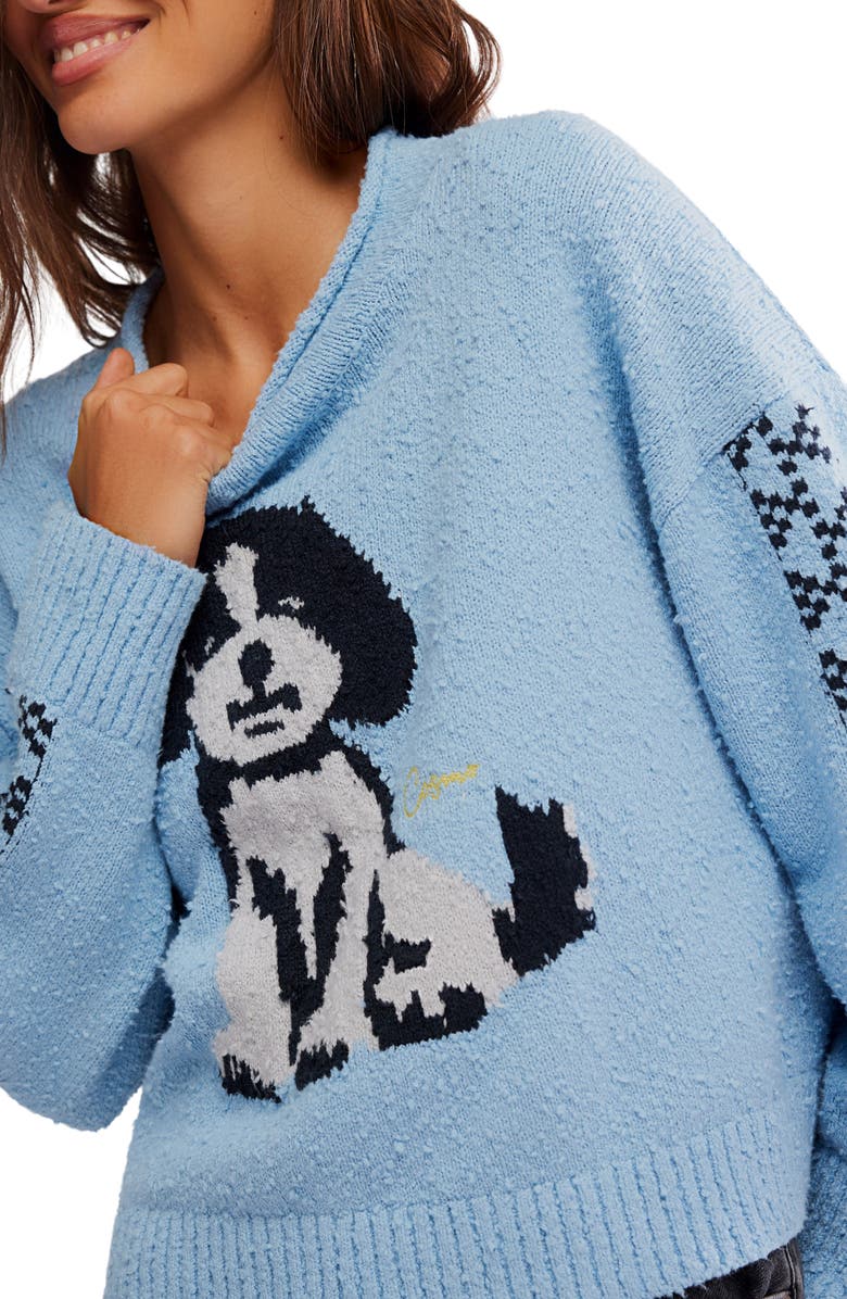 Free People Story Book Cotton Blend Sweater, Alternate, color, Clear Skies Combo