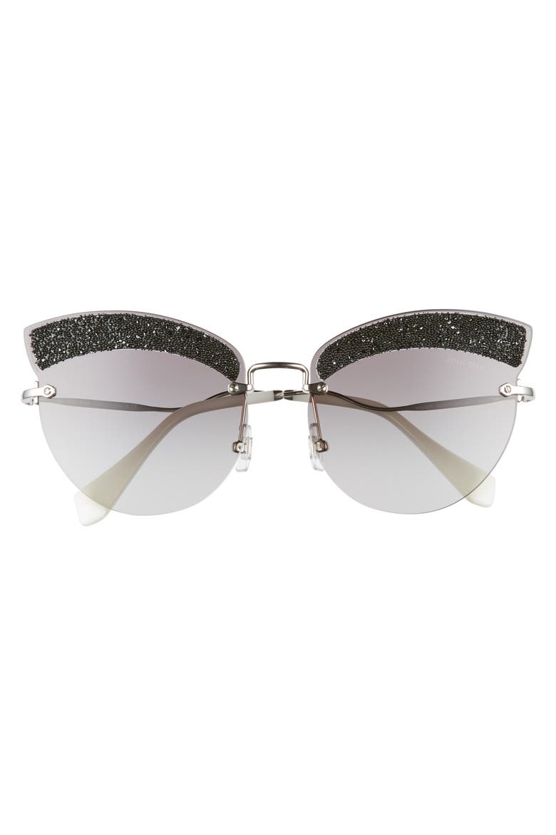 65mm Cat Eye Sunglasses, Alternate, color, SILVER