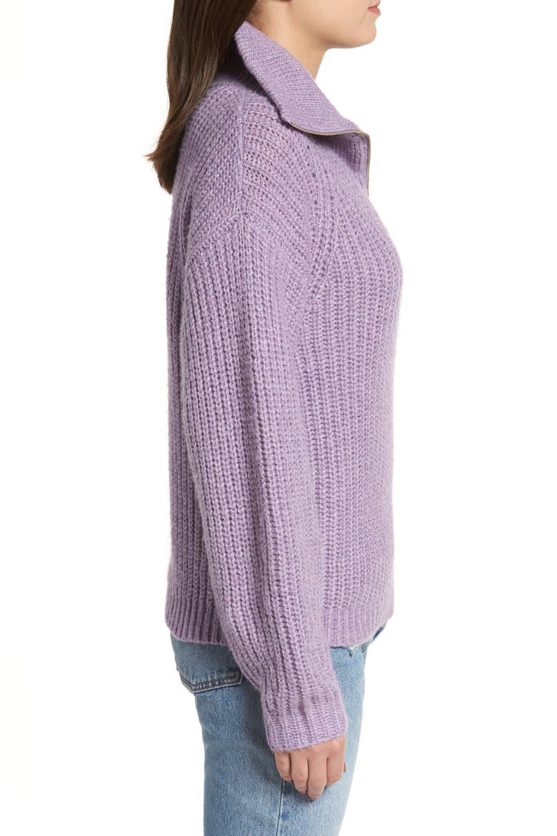 Quarter Zip Sweater, Alternate, color, PURPLE WAVE