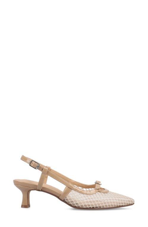 Shop Journee Collection Padma Slingback Kitten Heel Pump In Beige Mesh