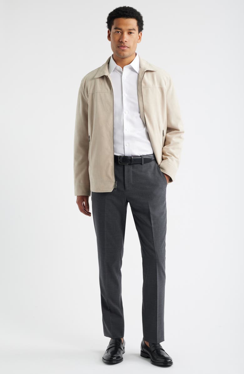 Nordstrom Trim Fit Herringbone Dress Shirt, Alternate, color, White Herringbone