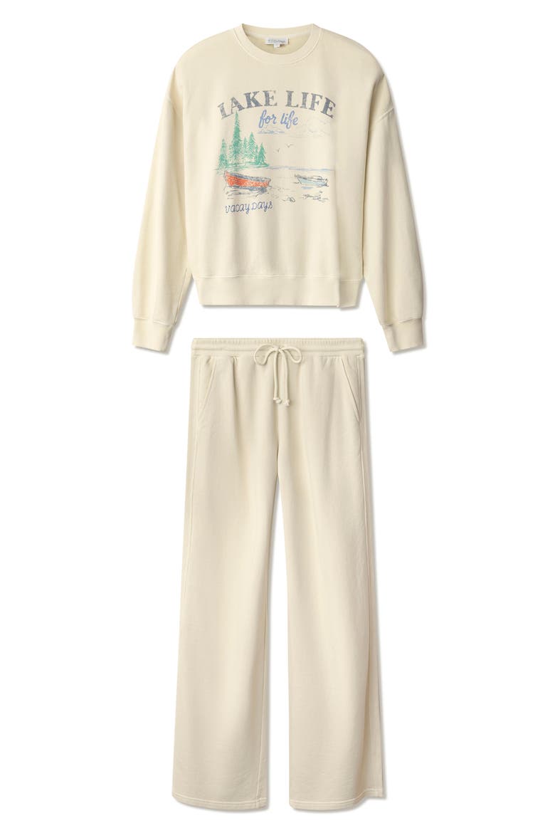 Washed Away Garment Dye Cotton French Terry Pajamas, Alternate, color, L.BONE
