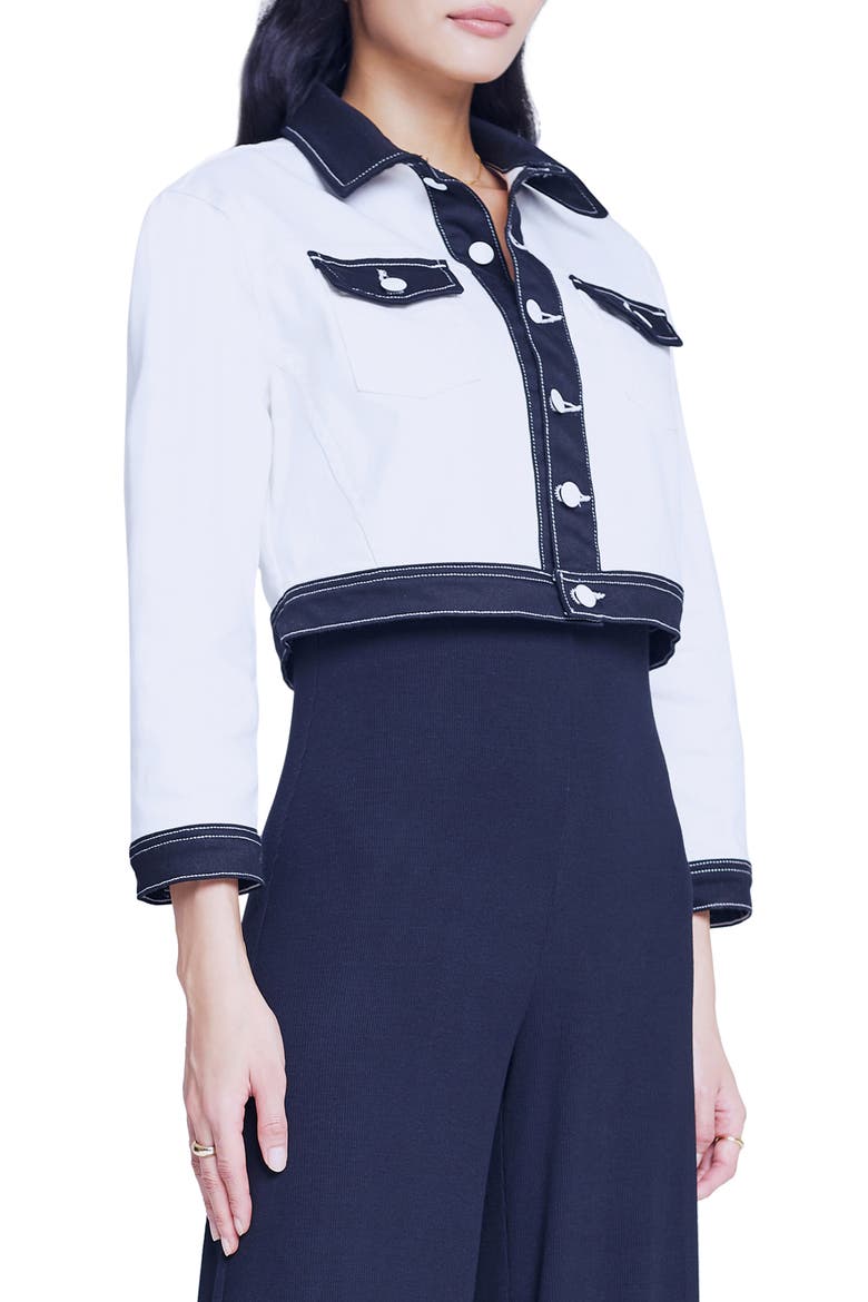 Koda Colorblock Crop Jacket, Alternate, color, WHITE/BLACK