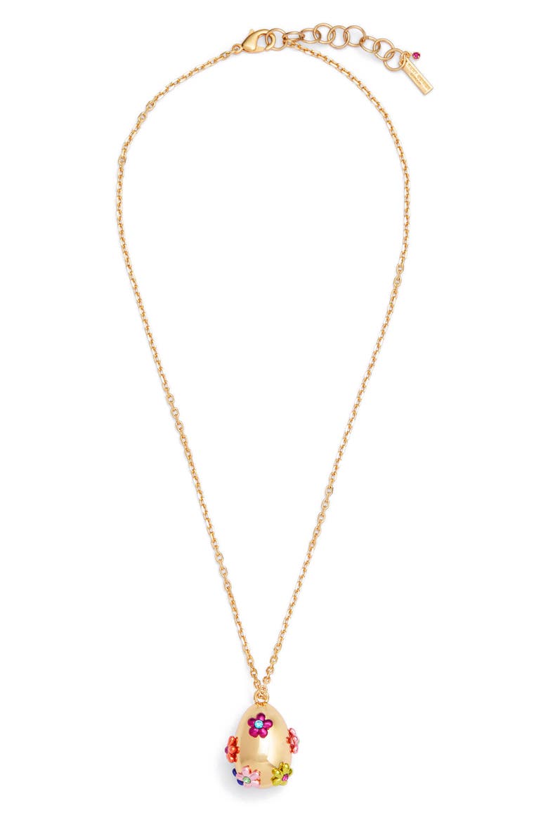 Floral Egg Pendant Necklace, Main, color, MULTI