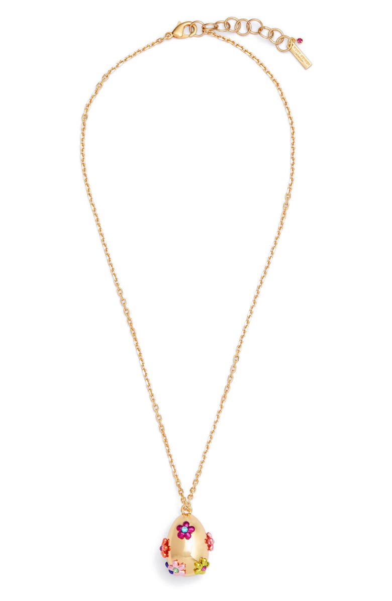 Kurt Geiger London Floral Egg Pendant Necklace, Main, color, Multi