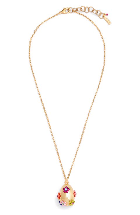 Floral Egg Pendant Necklace