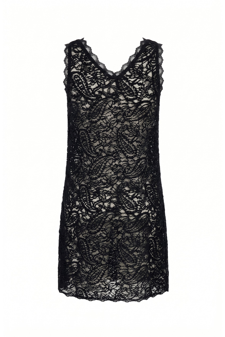 Sleeveless Lace Mini Dress, Alternate, color, Black