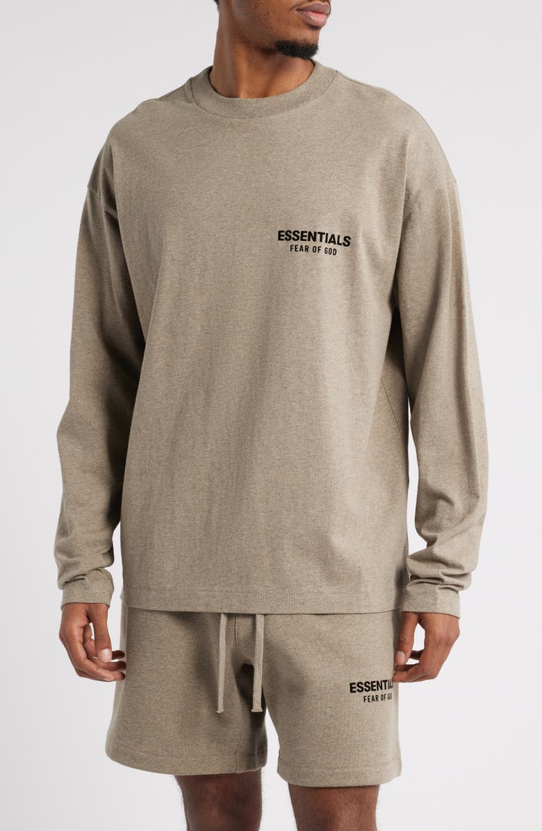 Fear of God Essentials Classic Fit Long Sleeve Logo T-Shirt, Main, color, Homestead Heather
