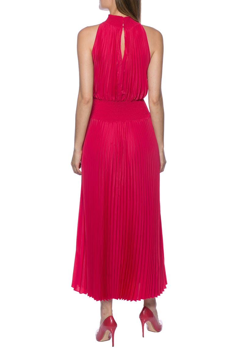 Pleated Midi Dress, Alternate, color, RED